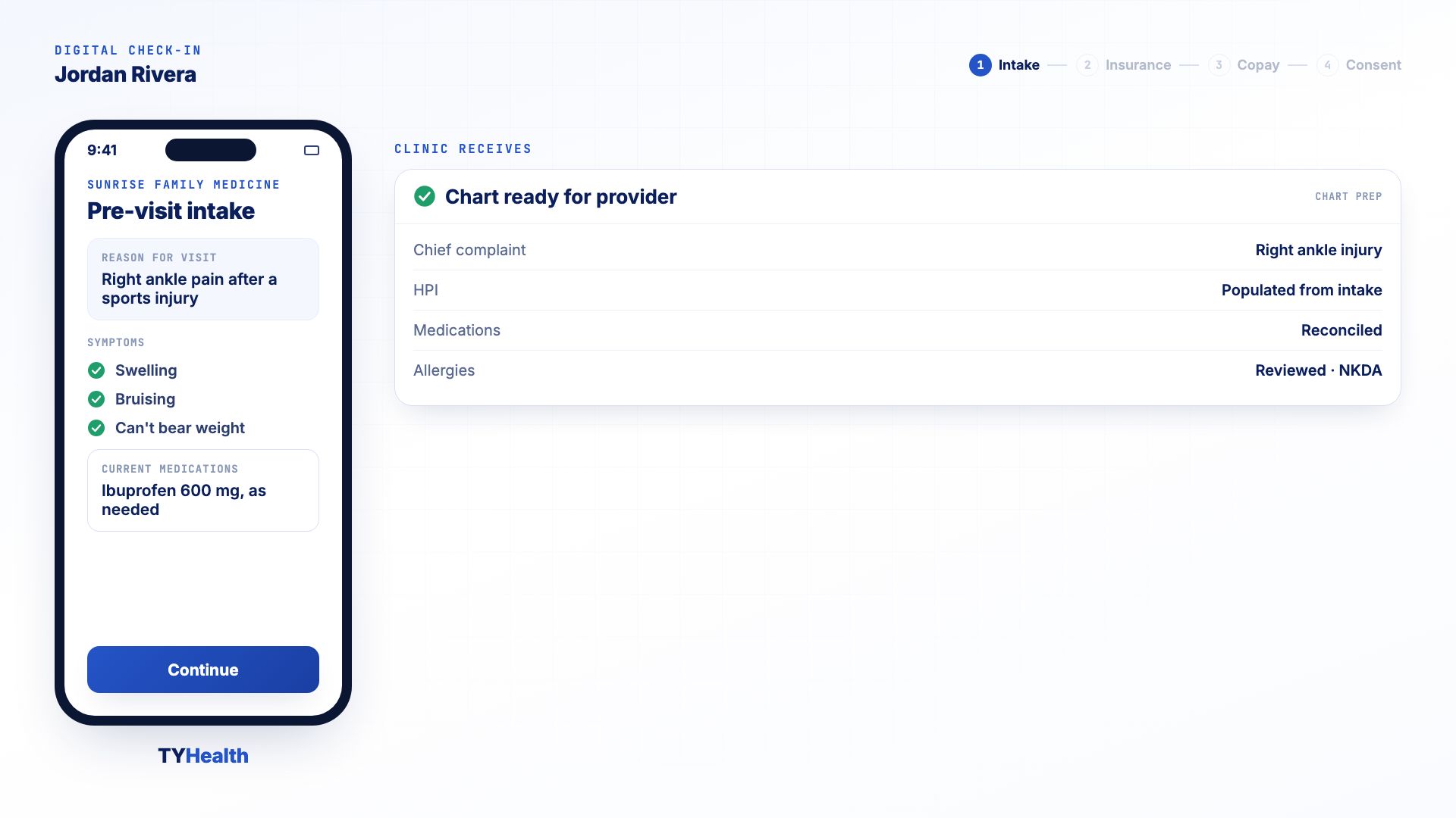 Patient completing digital check-in on their phone