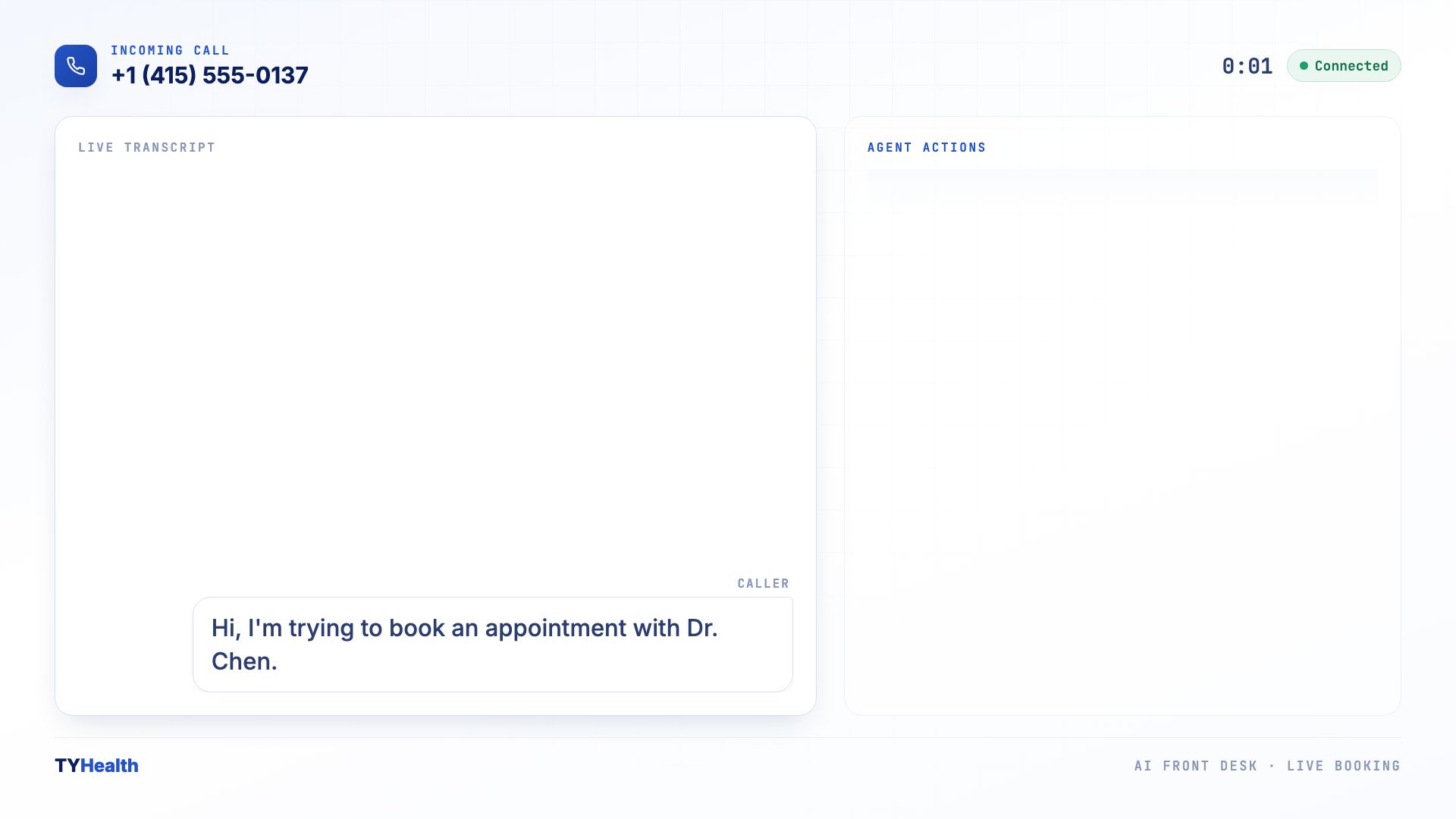 Voice agent handling a live booking call